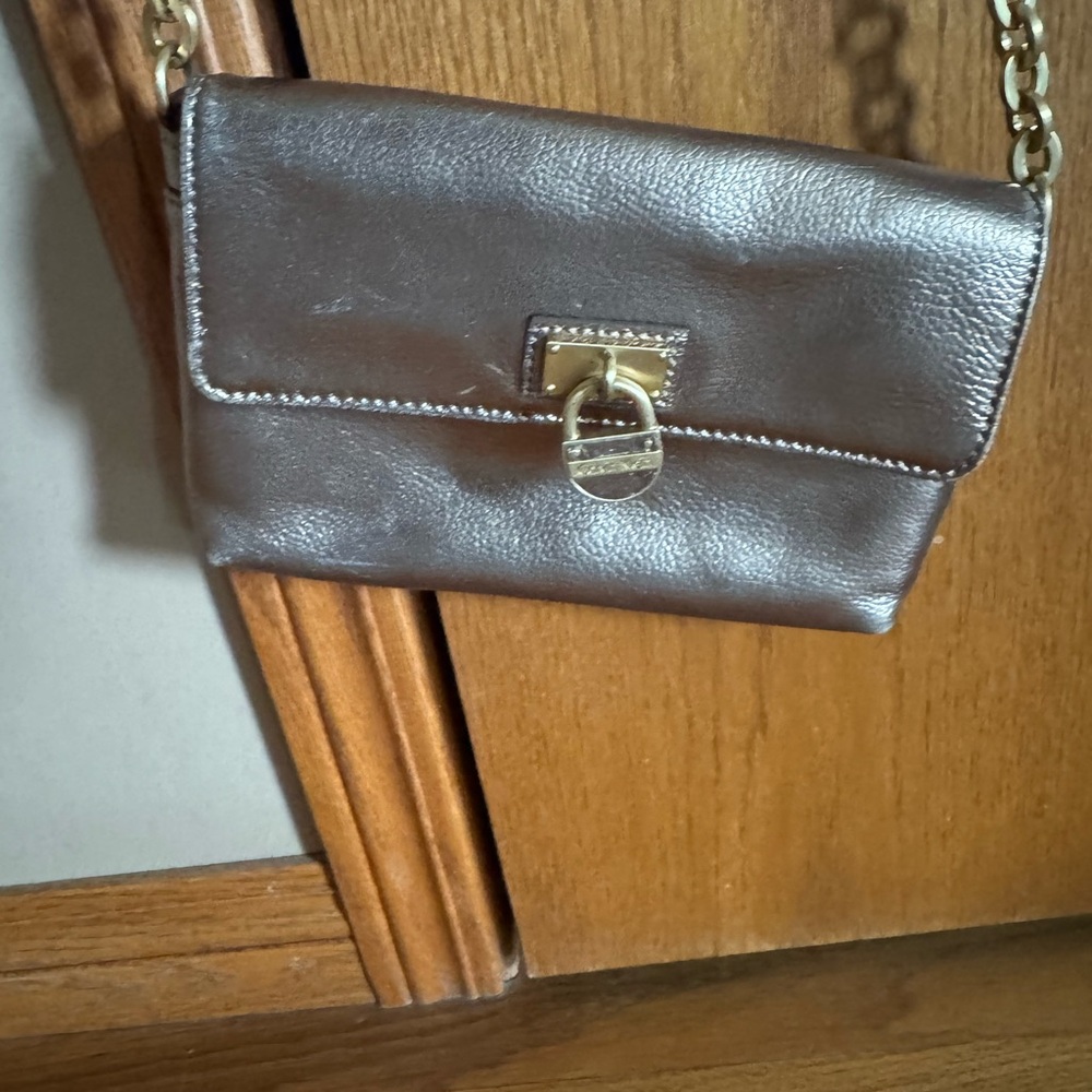 Calvin Klein champagne Crossover bag with Gold Chain